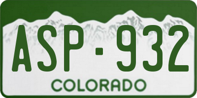 CO license plate ASP932