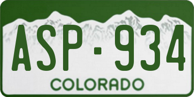 CO license plate ASP934