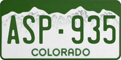 CO license plate ASP935