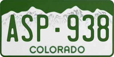 CO license plate ASP938