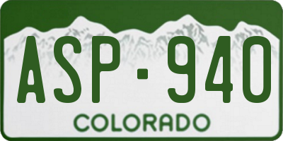 CO license plate ASP940