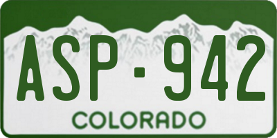 CO license plate ASP942