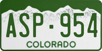 CO license plate ASP954