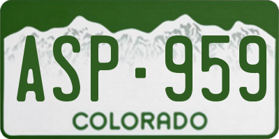 CO license plate ASP959