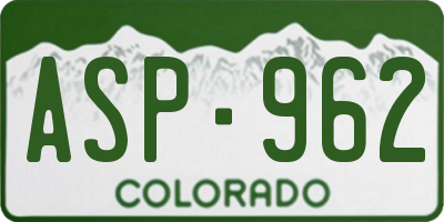 CO license plate ASP962