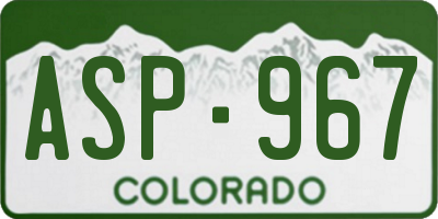 CO license plate ASP967