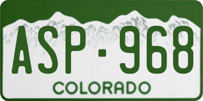 CO license plate ASP968