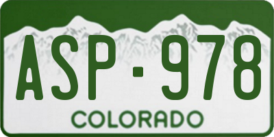 CO license plate ASP978