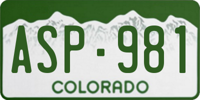 CO license plate ASP981
