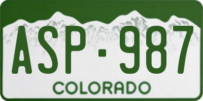 CO license plate ASP987
