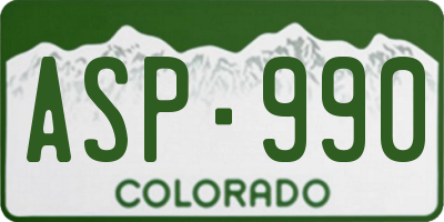 CO license plate ASP990