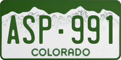 CO license plate ASP991