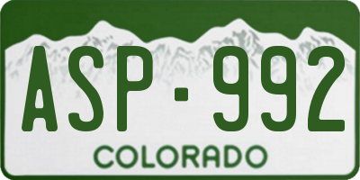 CO license plate ASP992