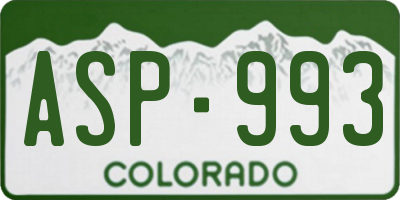 CO license plate ASP993