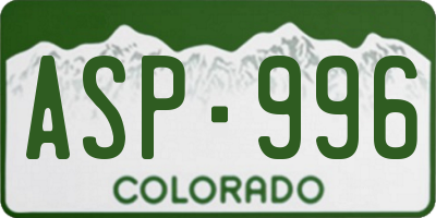 CO license plate ASP996