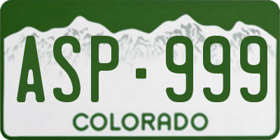 CO license plate ASP999