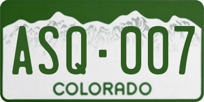 CO license plate ASQ007