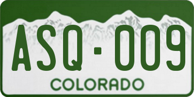 CO license plate ASQ009