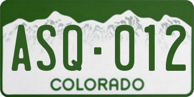 CO license plate ASQ012