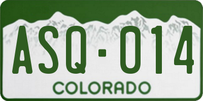 CO license plate ASQ014