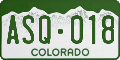 CO license plate ASQ018