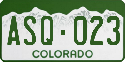 CO license plate ASQ023