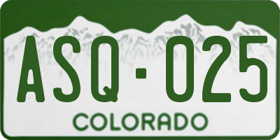 CO license plate ASQ025