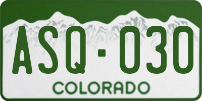 CO license plate ASQ030