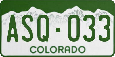 CO license plate ASQ033