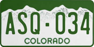 CO license plate ASQ034