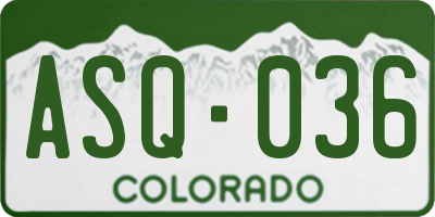 CO license plate ASQ036