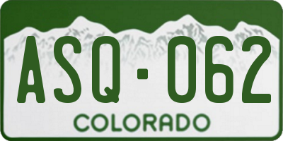 CO license plate ASQ062
