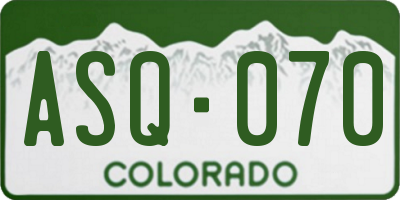 CO license plate ASQ070