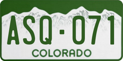 CO license plate ASQ071