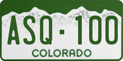 CO license plate ASQ100