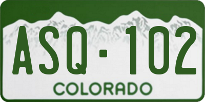 CO license plate ASQ102