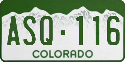 CO license plate ASQ116