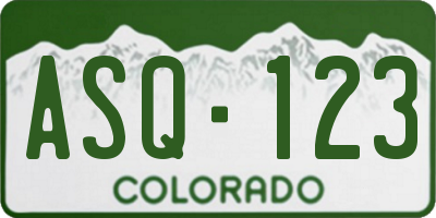 CO license plate ASQ123