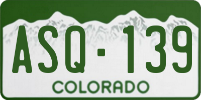 CO license plate ASQ139