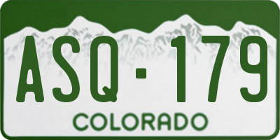 CO license plate ASQ179
