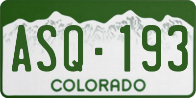 CO license plate ASQ193