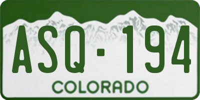 CO license plate ASQ194