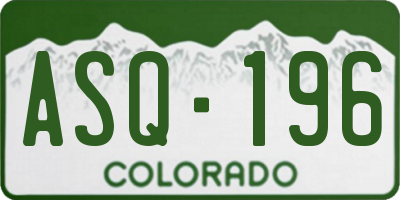 CO license plate ASQ196