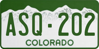 CO license plate ASQ202