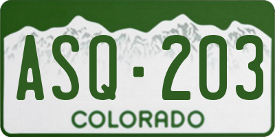 CO license plate ASQ203