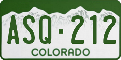 CO license plate ASQ212