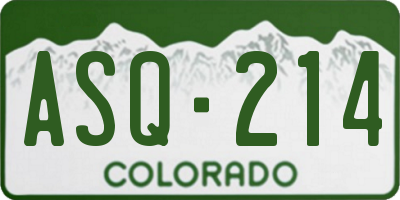CO license plate ASQ214