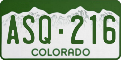 CO license plate ASQ216