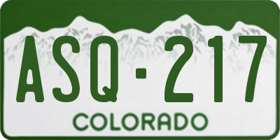 CO license plate ASQ217