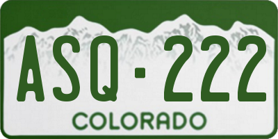 CO license plate ASQ222